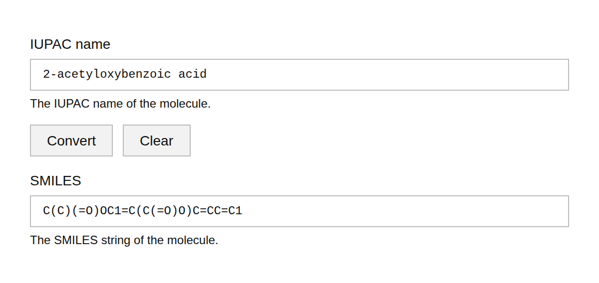 IUPAC to SMILES