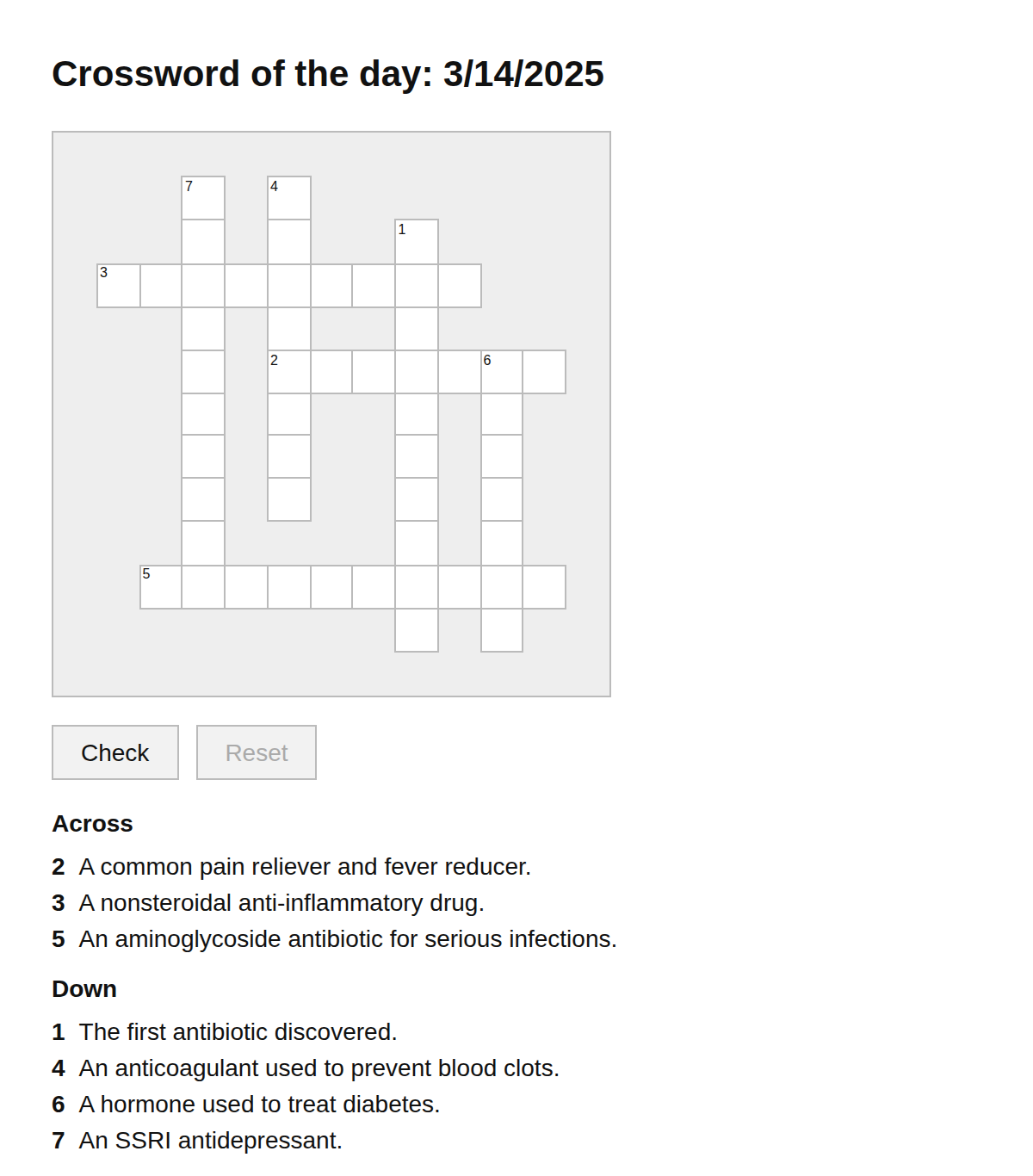 Drugs and Medications Crossword