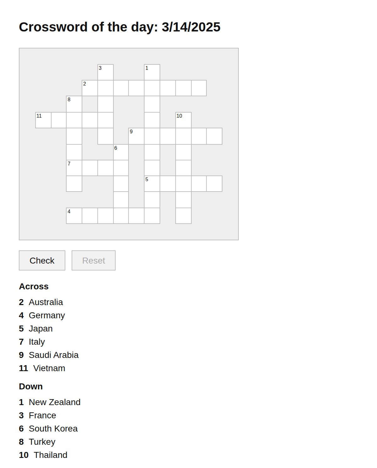 Capital Cities Crossword
