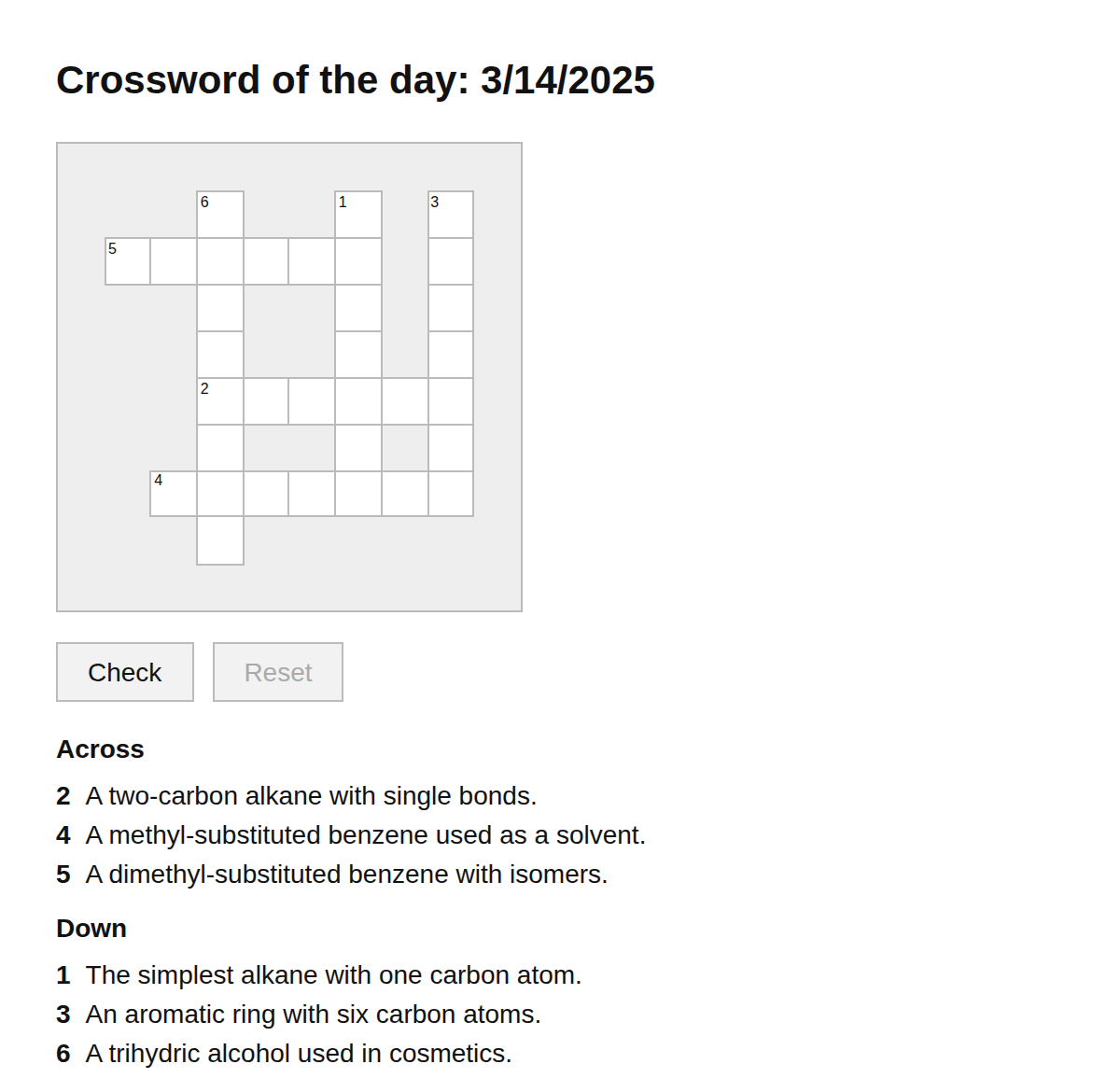 Organic Chemistry Crossword