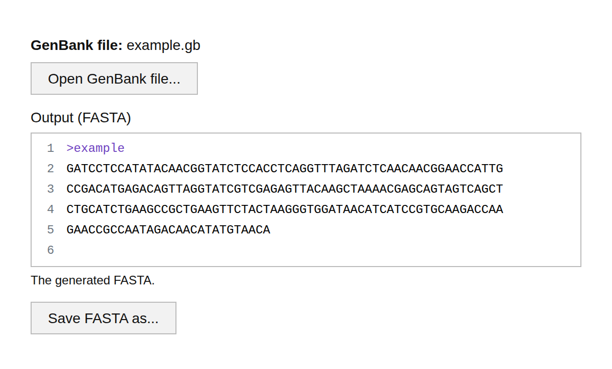 GenBank to FASTA