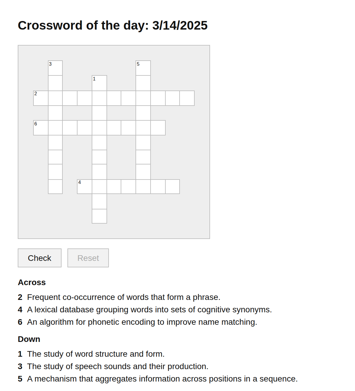Computational Linguistics Crossword
