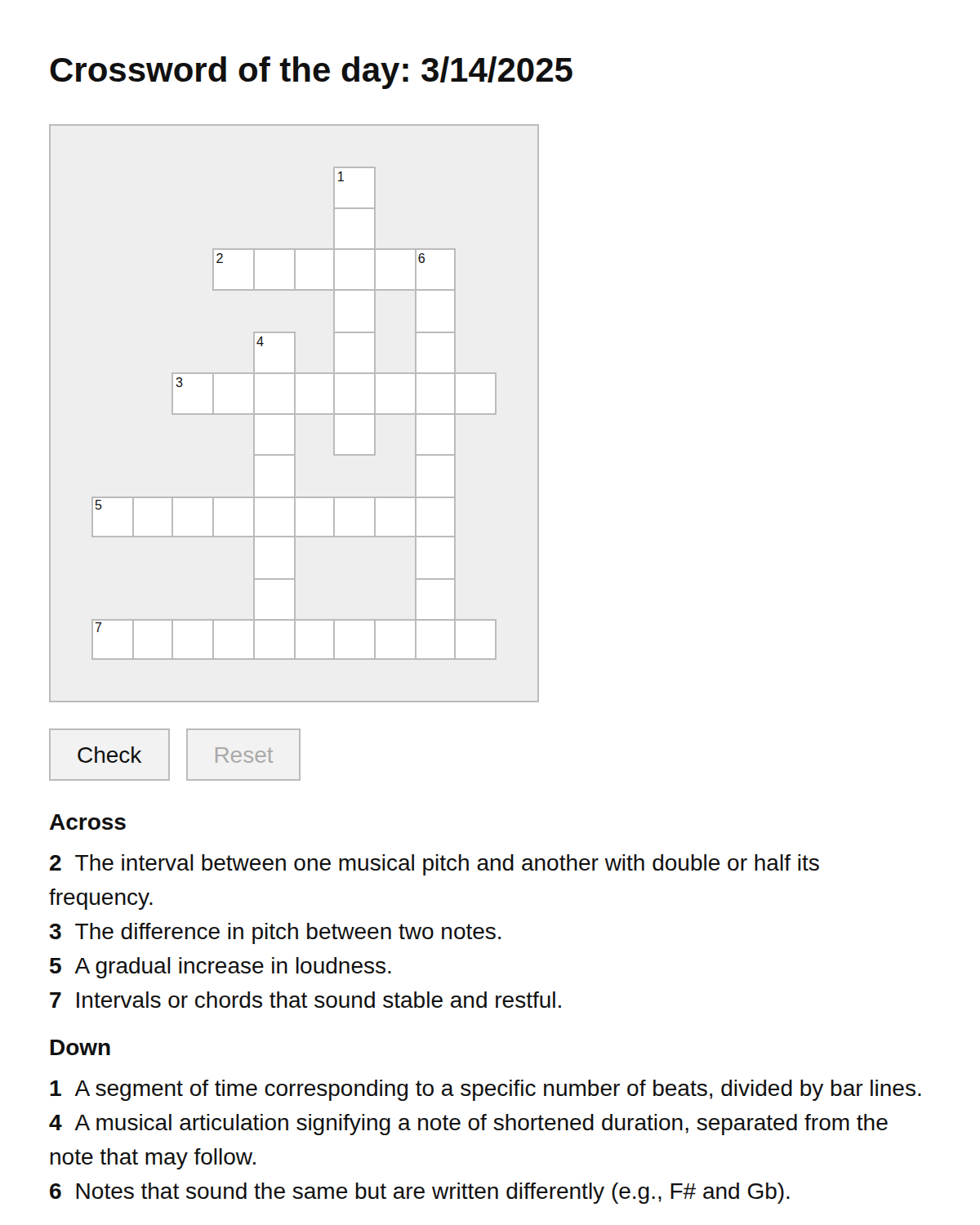 Music Theory Crossword