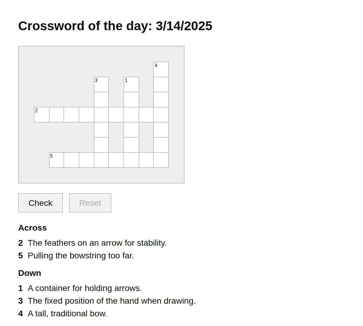 Archery Crossword