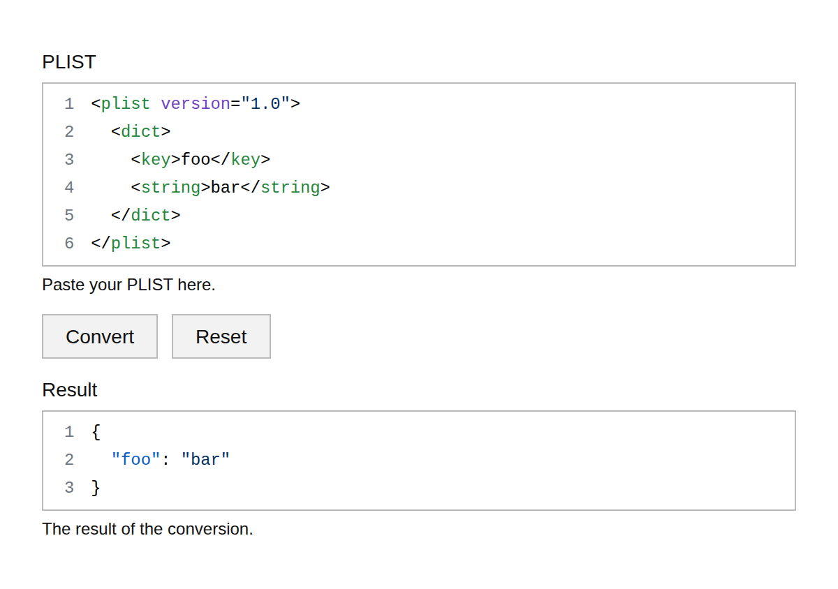 PLIST to JSON