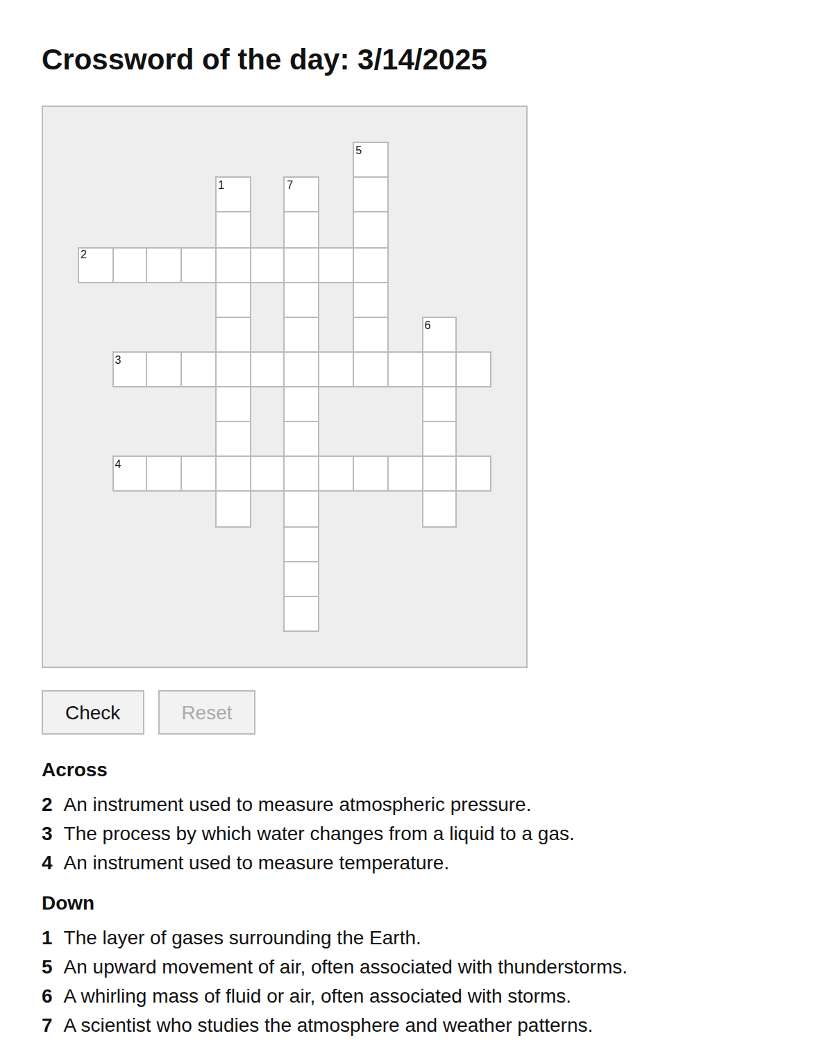Meteorology Crossword
