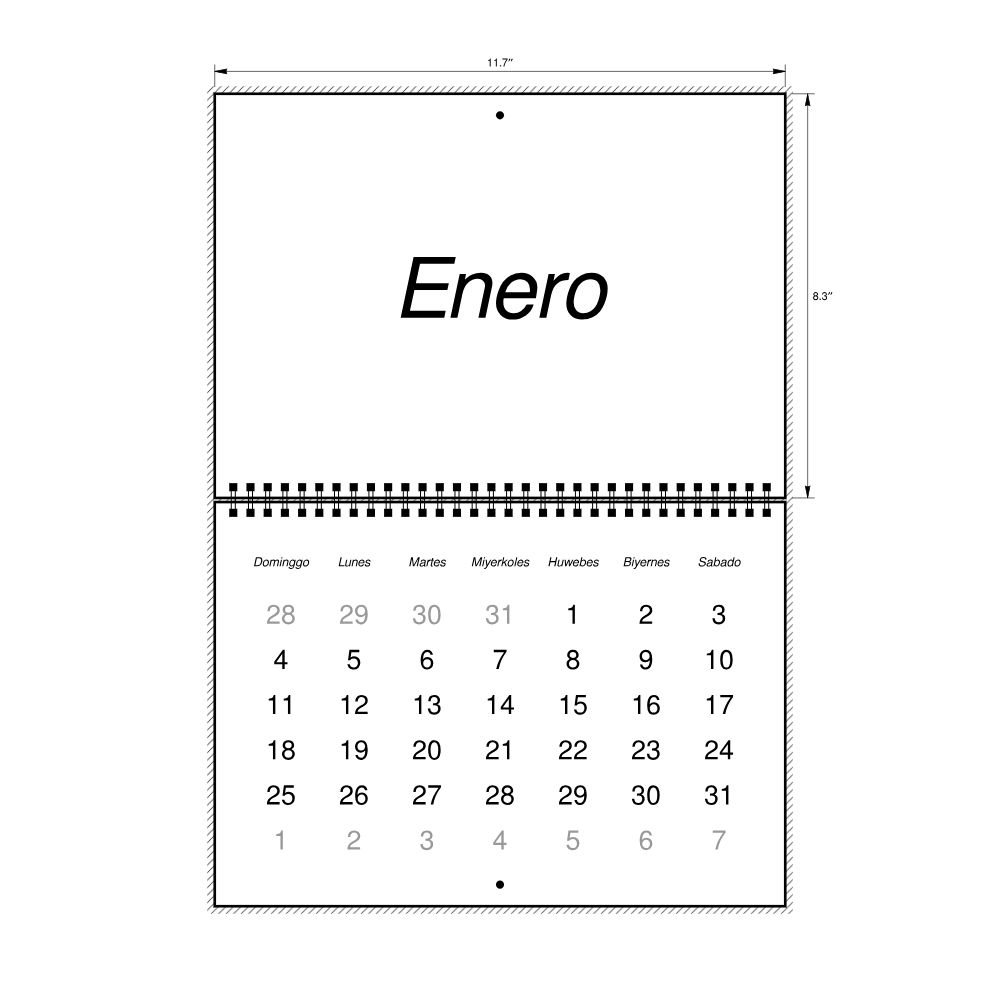 Leskoff 2026 Wall Calendar, Cebuano-Labeled, Sunday-Start Layout, Wire-Bound, 11.7 x 8.3 in (29.7 x 21.0 cm), image 2 of 2