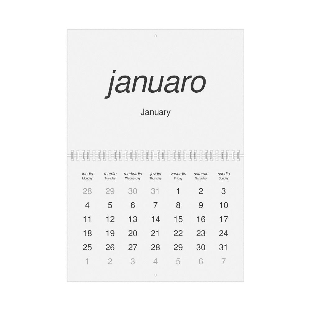 Leskoff 2027 Wall Calendar, Ido/English-Labeled, Monday-Start Layout, Wire-Bound, 11.7 x 8.3 in (29.7 x 21.0 cm), image 1 of 1
