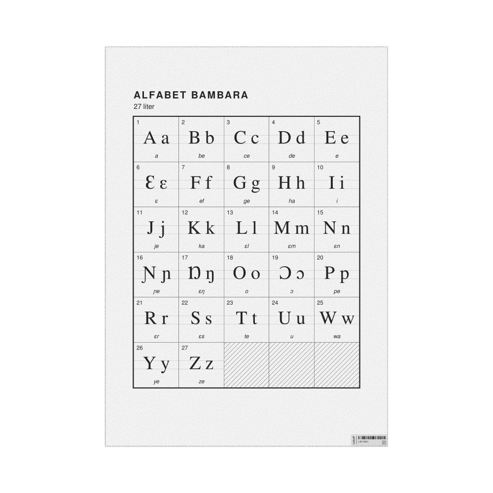 Leskoff Bambara Alphabet Chart, 23.4 x 33.1 in (59.4 x 84.1 cm, Poster / Wall Chart), Polish-Labeled, image 1 of 2