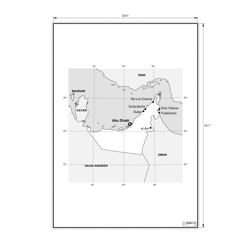Leskoff United Arab Emirates Map Poster, German-Labeled, image 1 of 2