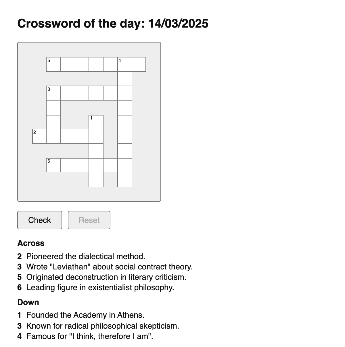 Philosophers Crossword