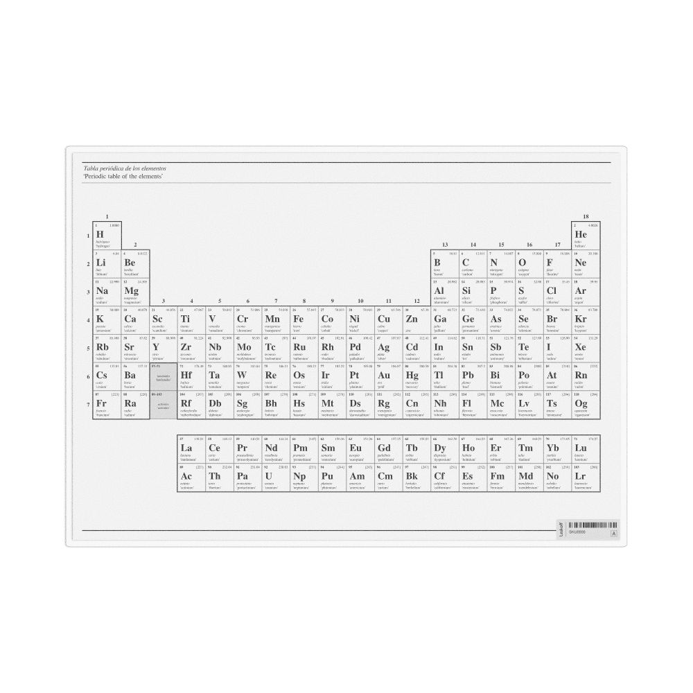 Leskoff Spanish-Language Periodic Table, Spanish/English-Labeled, image 1 of 1