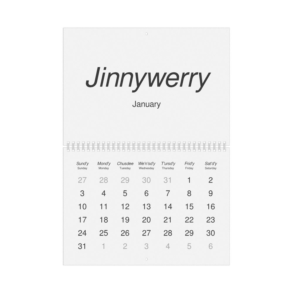 Leskoff 2027 Wall Calendar, Gullah/English-Labeled, Sunday-Start Layout, Wire-Bound, 11.7 x 8.3 in (29.7 x 21.0 cm), image 1 of 1