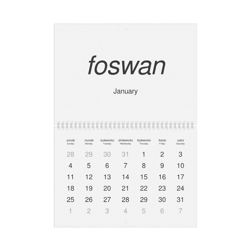 Leskoff 2026 Wall Calendar, Sranan Tongo/English-Labeled, Sunday-Start Layout, Wire-Bound, 11.7 x 8.3 in (29.7 x 21.0 cm), image 1 of 1