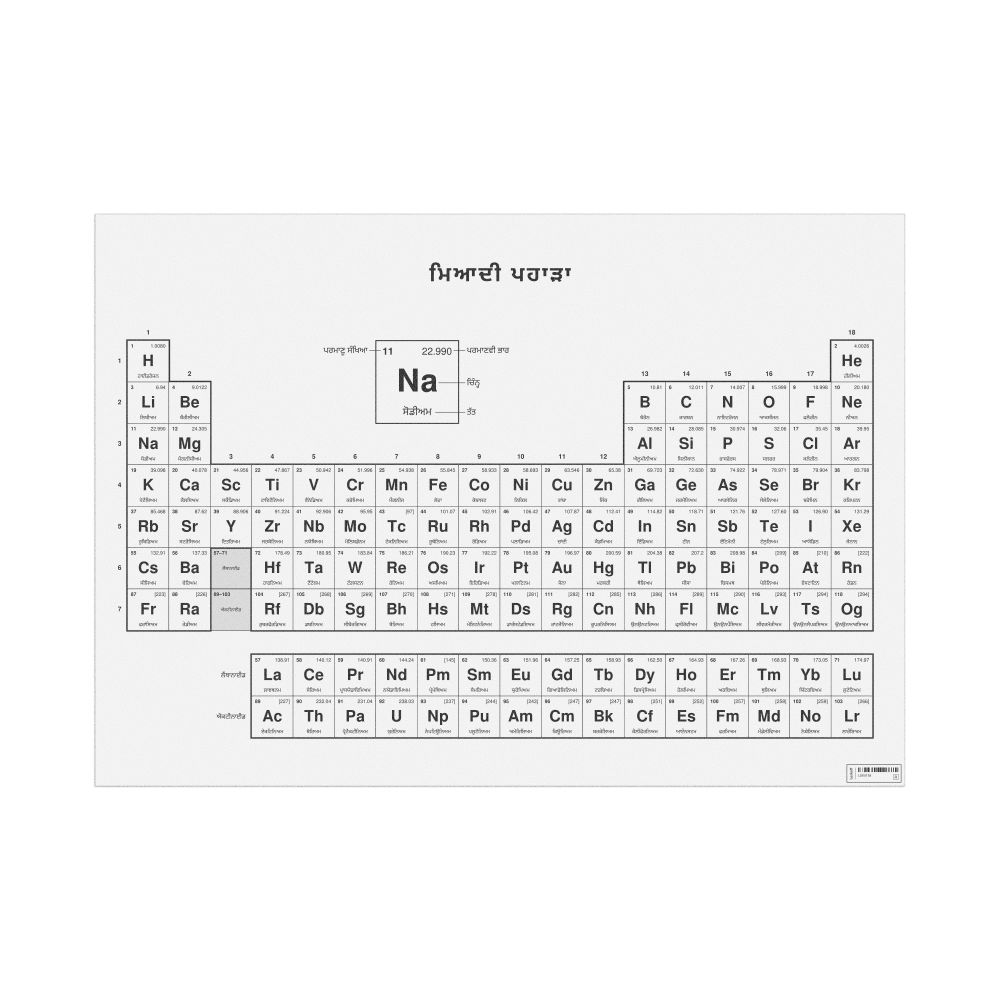 Leskoff Periodic Table Chart, 33.1 x 23.4 in (84.1 x 59.4 cm, Poster / Wall Chart), 18-Column Layout, Punjabi-Labeled, image 1 of 2