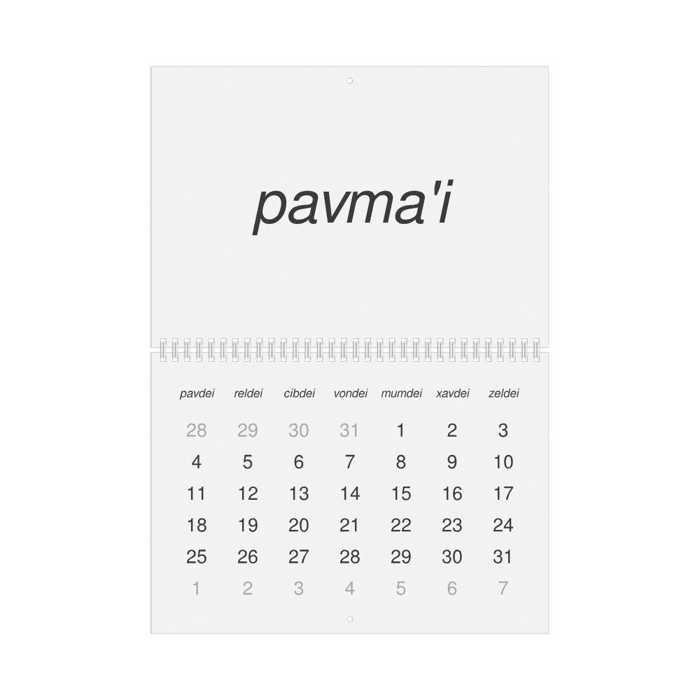 Leskoff 2027 Wall Calendar, Lojban-Labeled, Monday-Start Layout, Wire-Bound, 11.7 x 8.3 in (29.7 x 21.0 cm), image 1 of 1