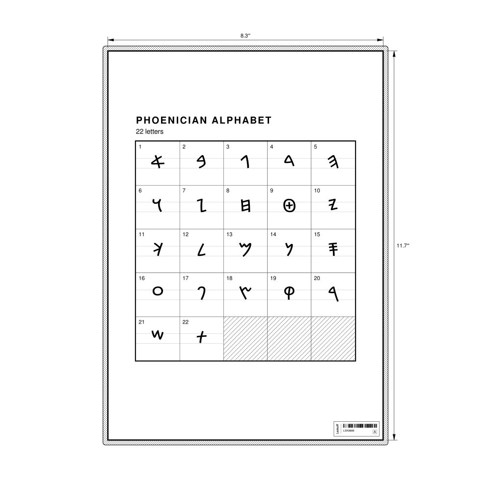 Leskoff Phoenician Alphabet Chart, 8.3 x 11.7 in (21.0 x 29.7 cm, Desk Chart, Laminated), image 1 of 2