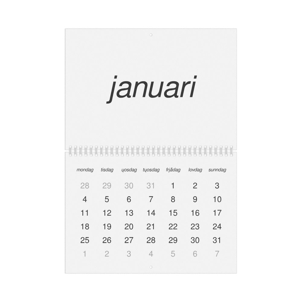 Leskoff 2027 Wall Calendar, Elfdalian-Labeled, Monday-Start Layout, Wire-Bound, 11.7 x 8.3 in (29.7 x 21.0 cm), image 1 of 1