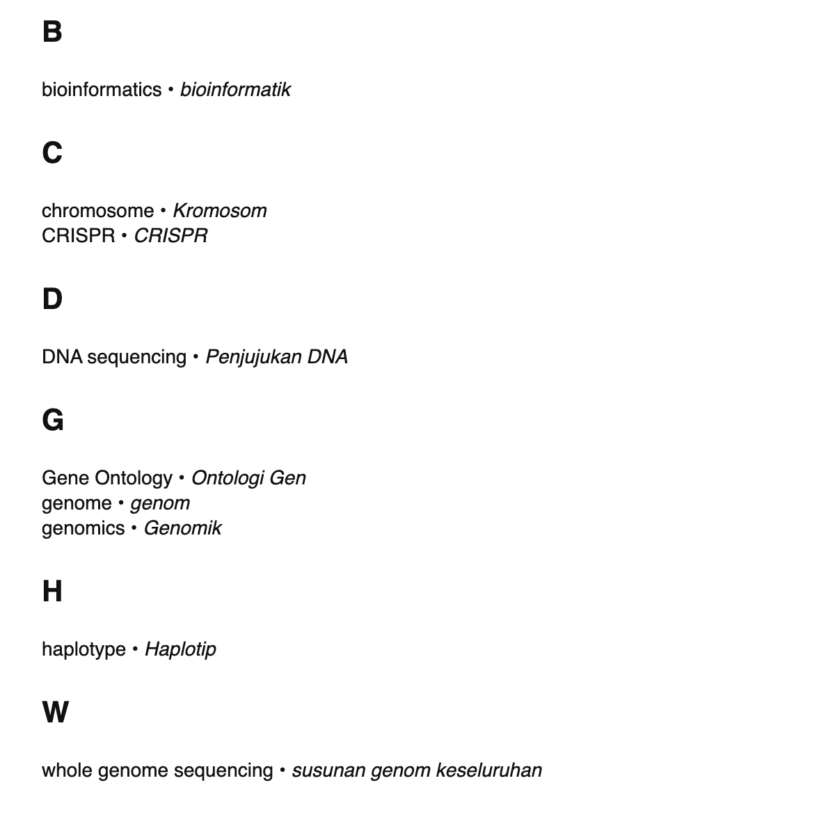 Genomics terms in Malay