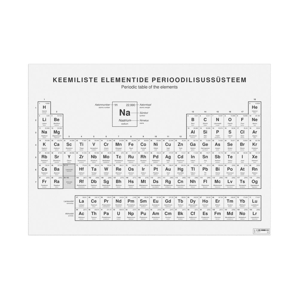 Leskoff Periodic Table Chart, 33.1 x 23.4 in (84.1 x 59.4 cm, Poster / Wall Chart), 18-Column Layout, Estonian/English-Labeled, image 1 of 2