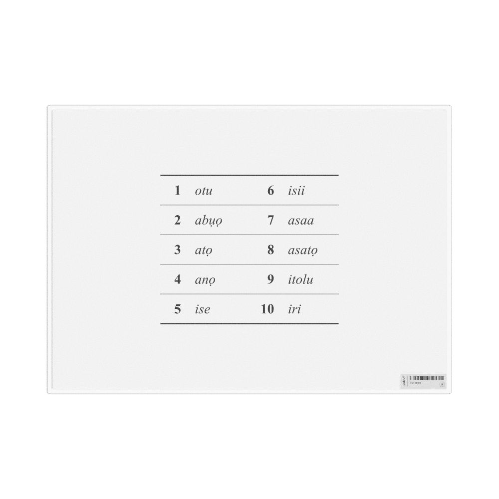 Leskoff Numbers 1–10 in Igbo, Reference Chart, image 1 of 1
