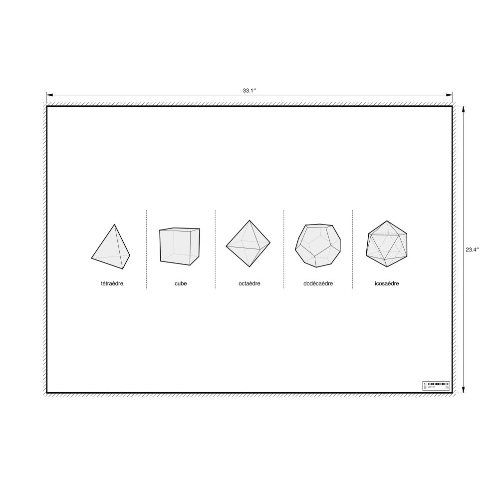Leskoff Platonic Solids Poster, French-Labeled, image 1 of 2