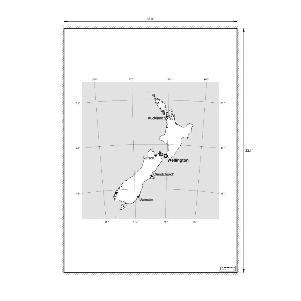 Leskoff New Zealand Map Poster, German-Labeled, image 1 of 2