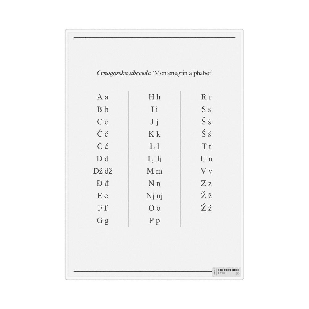 Leskoff Montenegrin Alphabet Chart, image 1 of 1