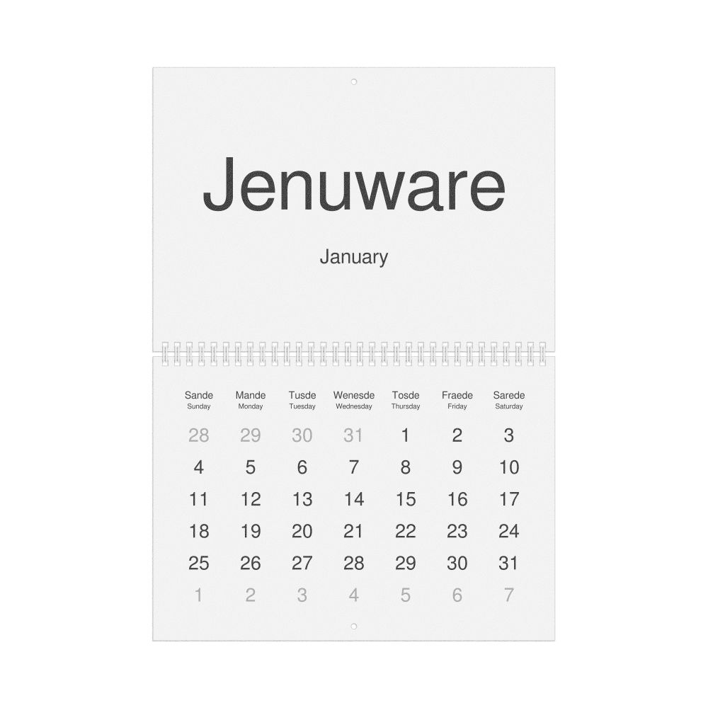 Leskoff 2026 Wall Calendar, Bislama/English-Labeled, Sunday-Start Layout, Wire-Bound, 11.7 x 8.3 in (29.7 x 21.0 cm), image 1 of 1