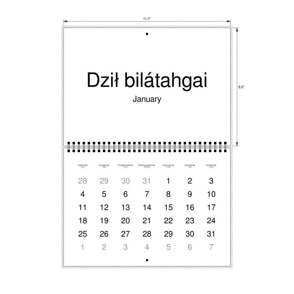 Leskoff 2026 Wall Calendar, Western Apache/English-Labeled, Sunday-Start Layout, Wire-Bound, 11.7 x 8.3 in (29.7 x 21.0 cm), image 2 of 2