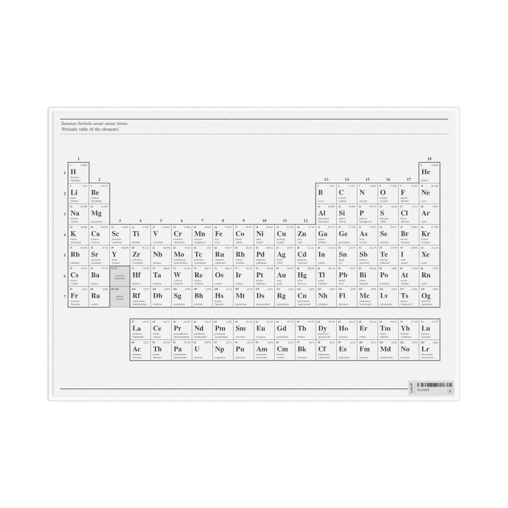 Leskoff Indonesian-Language Periodic Table, Indonesian/English-Labeled, image 1 of 1