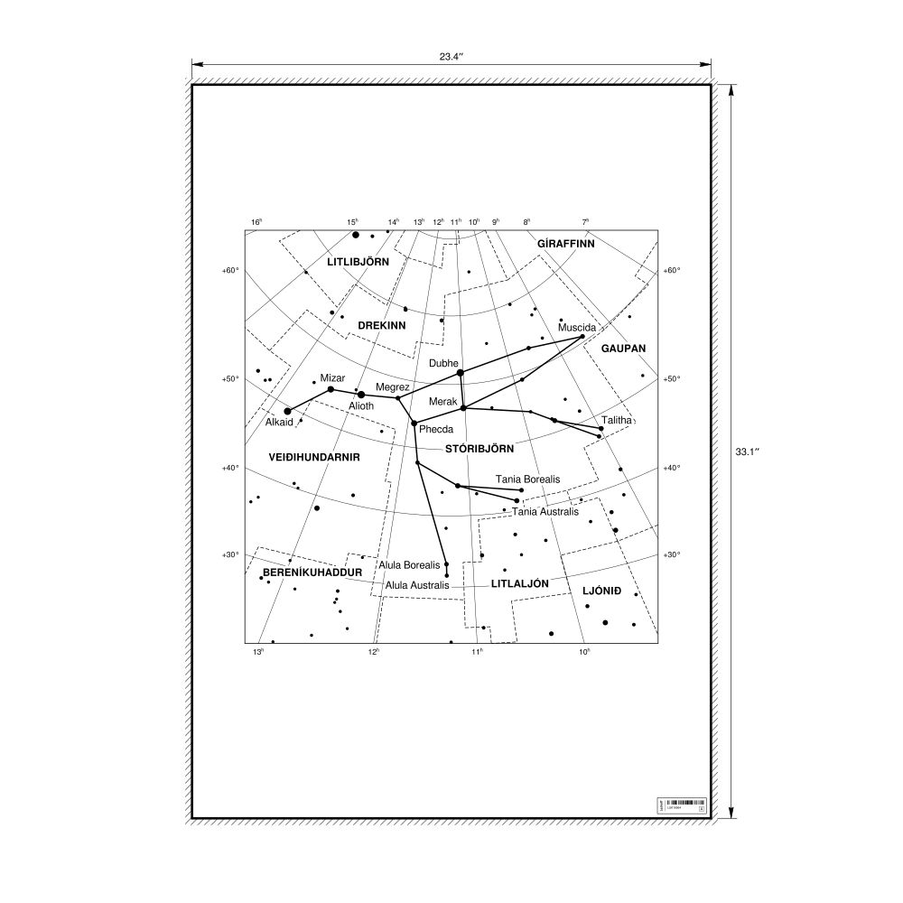 Leskoff Ursa Major Constellation Poster, Icelandic-Labeled, image 1 of 2