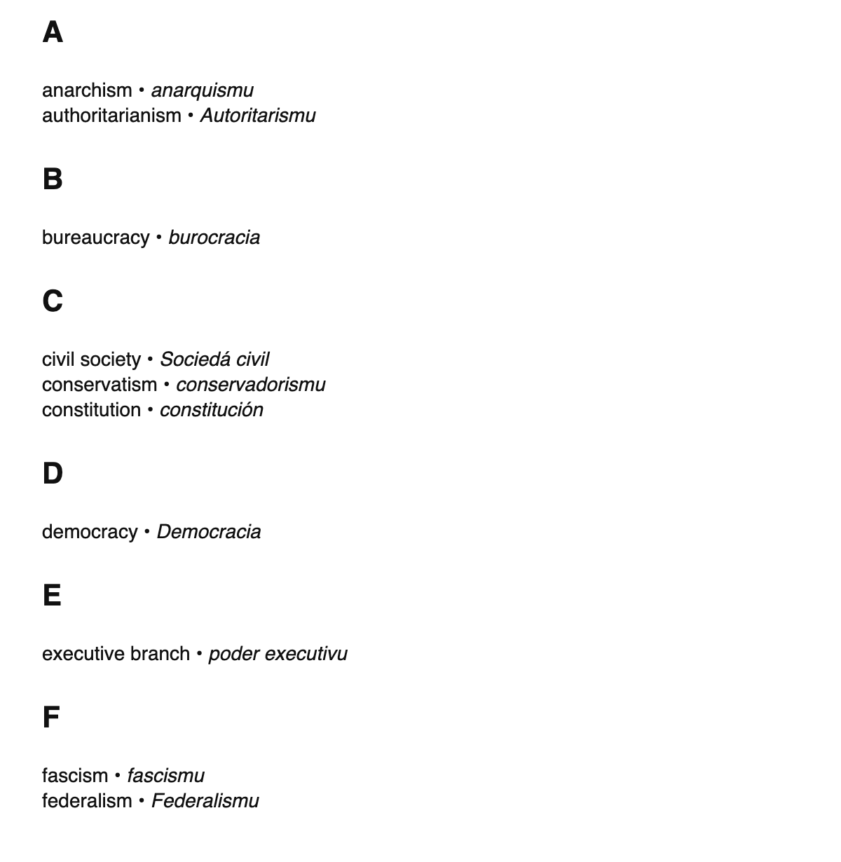Political science terms in Asturian