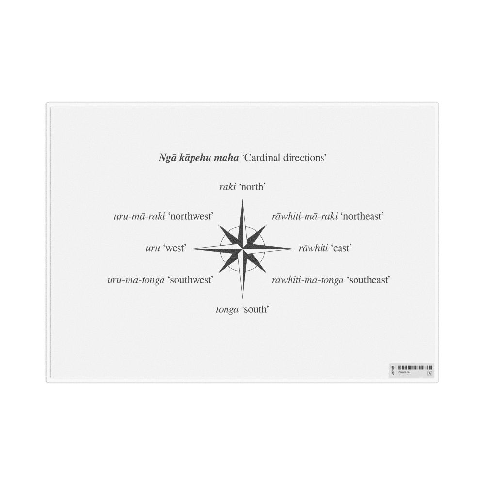 Leskoff Cardinal Directions in Māori, Desk Chart, 11.7 x 8.3 in (29.7 x 21.0 cm), image 1 of 1