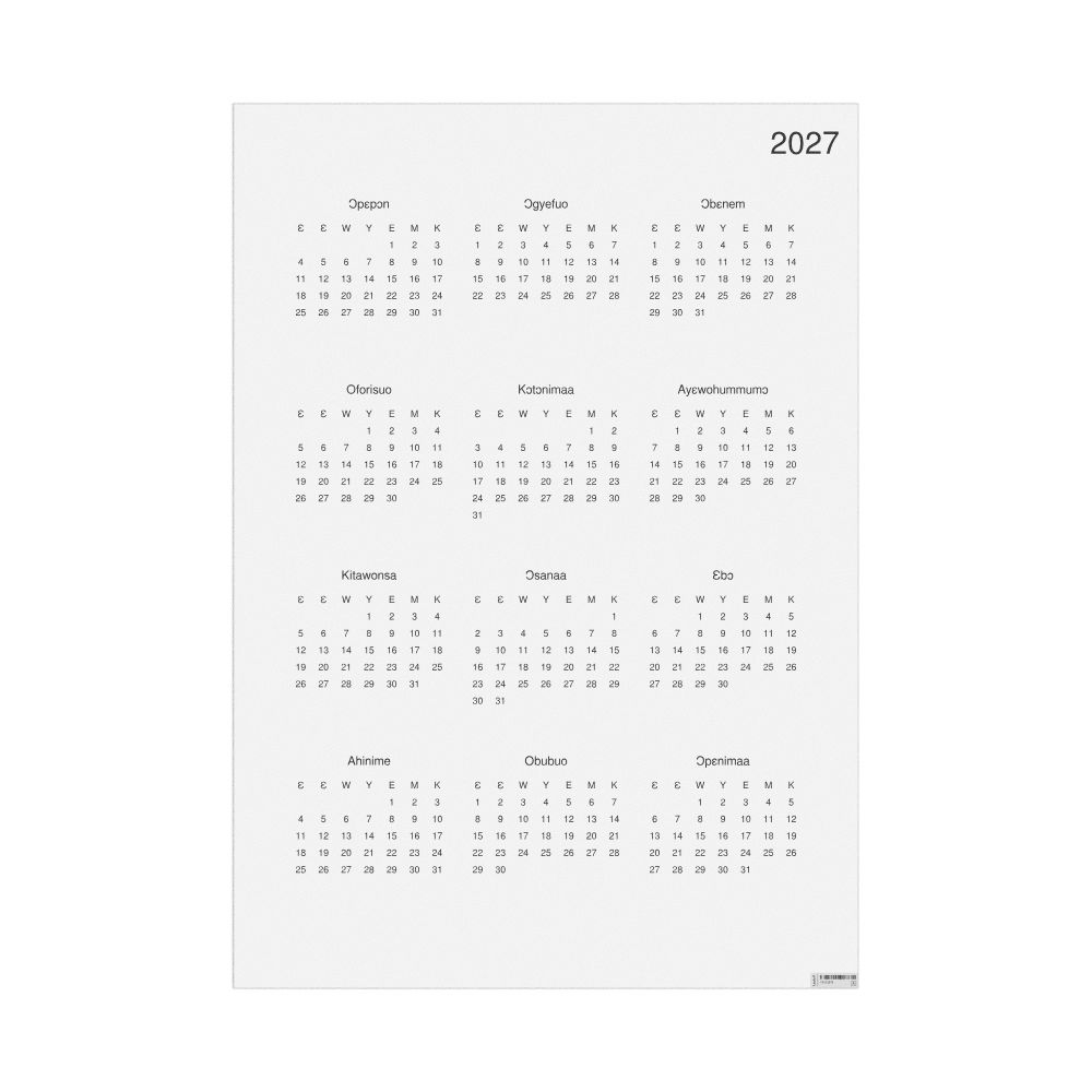 Leskoff 2027 Wall Calendar, Twi-Labeled, Monday-Start Layout, Poster / Wall Print, 23.4 x 33.1 in (59.4 x 84.1 cm), image 1 of 1