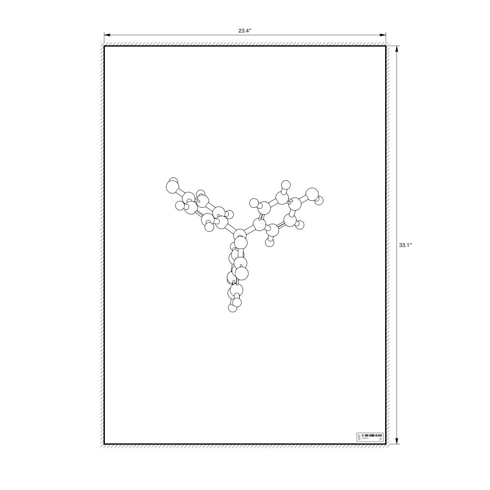 Leskoff Phenolphthalein Molecule Poster, Ball-and-Stick Model, Stylized, image 1 of 1