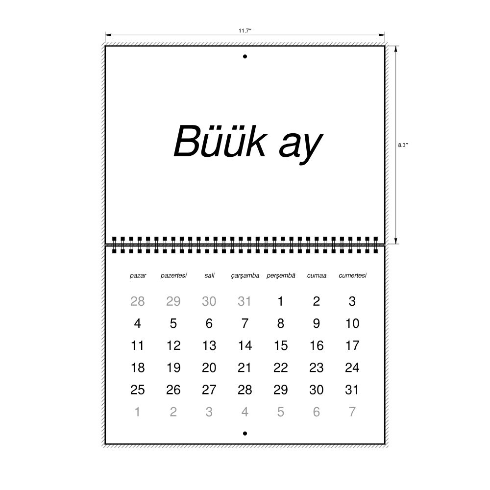 Leskoff 2026 Wall Calendar, Gagauz-Labeled, Sunday-Start Layout, Wire-Bound, 11.7 x 8.3 in (29.7 x 21.0 cm), image 2 of 2