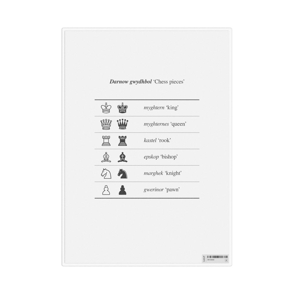 Leskoff Chess Pieces in Cornish, Desk Chart, 8.3 x 11.7 in (21.0 x 29.7 cm), image 1 of 1