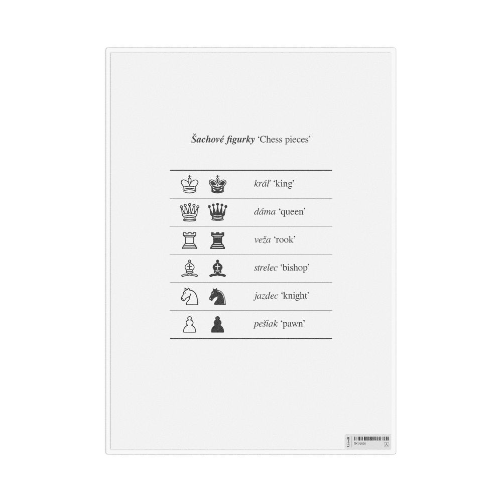 Leskoff Chess Pieces in Slovak, Desk Chart, 8.3 x 11.7 in (21.0 x 29.7 cm), image 1 of 1