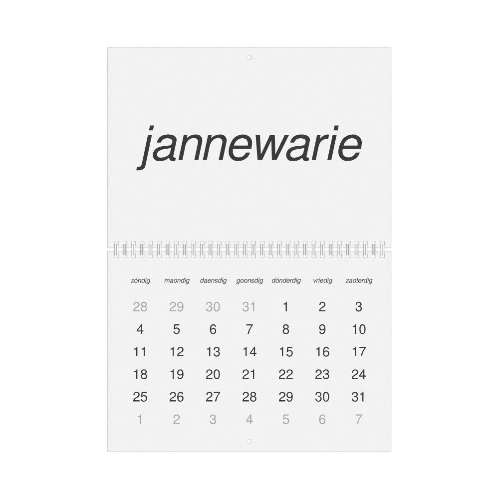 Leskoff 2026 Wall Calendar, Limburgish-Labeled, Sunday-Start Layout, Wire-Bound, 11.7 x 8.3 in (29.7 x 21.0 cm), image 1 of 1