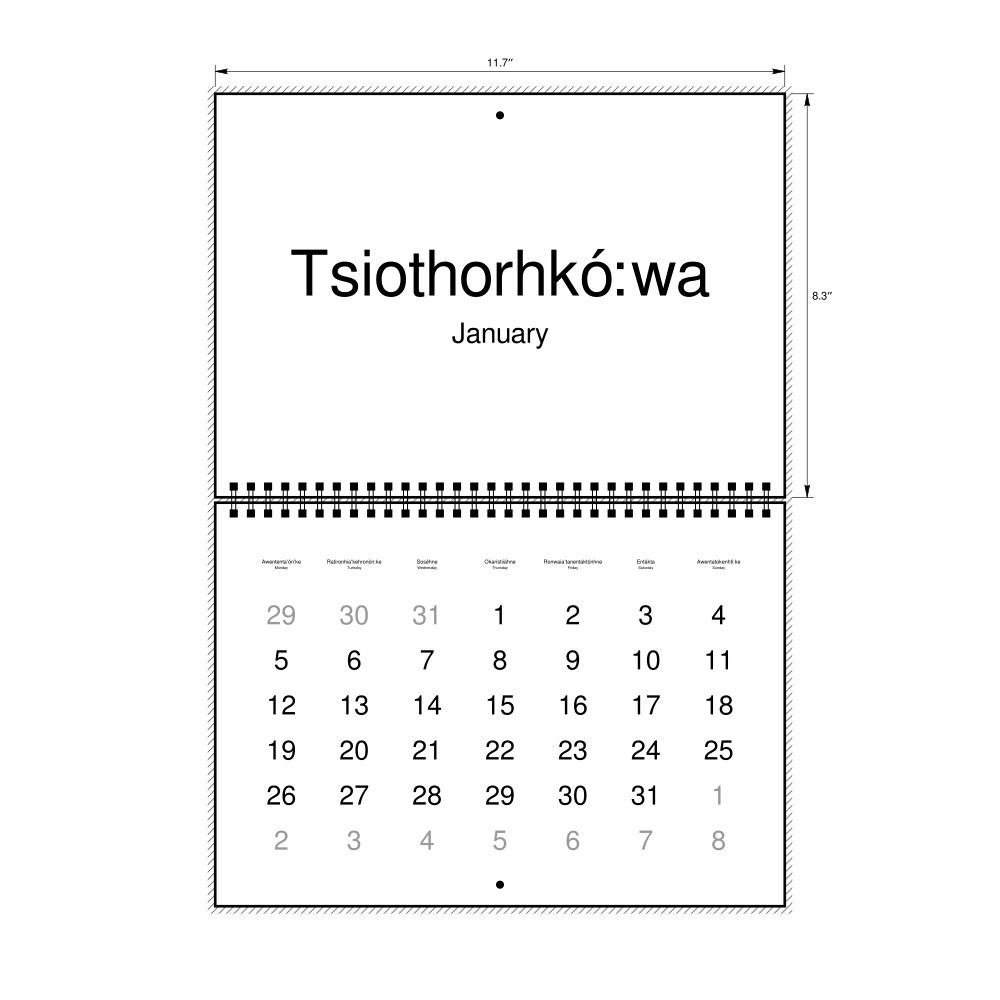 Leskoff 2026 Wall Calendar, Mohawk/English-Labeled, Monday-Start Layout, Wire-Bound, 11.7 x 8.3 in (29.7 x 21.0 cm), image 1 of 1