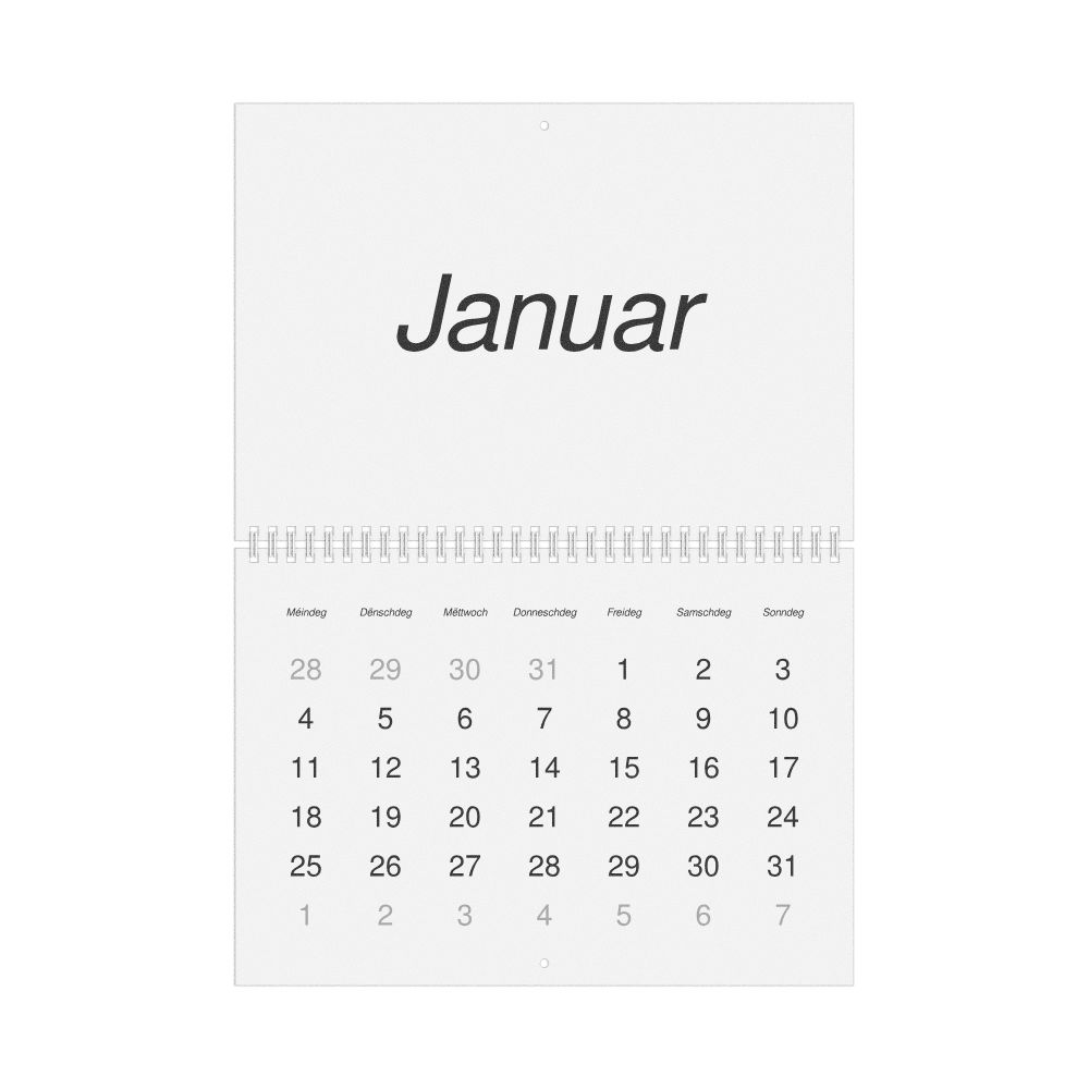 Leskoff 2027 Wall Calendar, Luxembourgish-Labeled, Monday-Start Layout, Wire-Bound, 11.7 x 8.3 in (29.7 x 21.0 cm), image 1 of 1