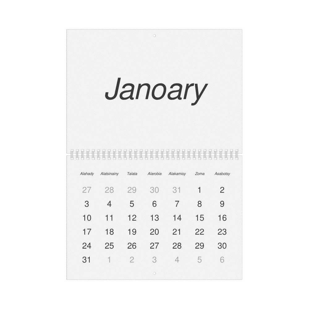 Leskoff 2027 Wall Calendar, Malagasy-Labeled, Sunday-Start Layout, Wire-Bound, 11.7 x 8.3 in (29.7 x 21.0 cm), image 1 of 1
