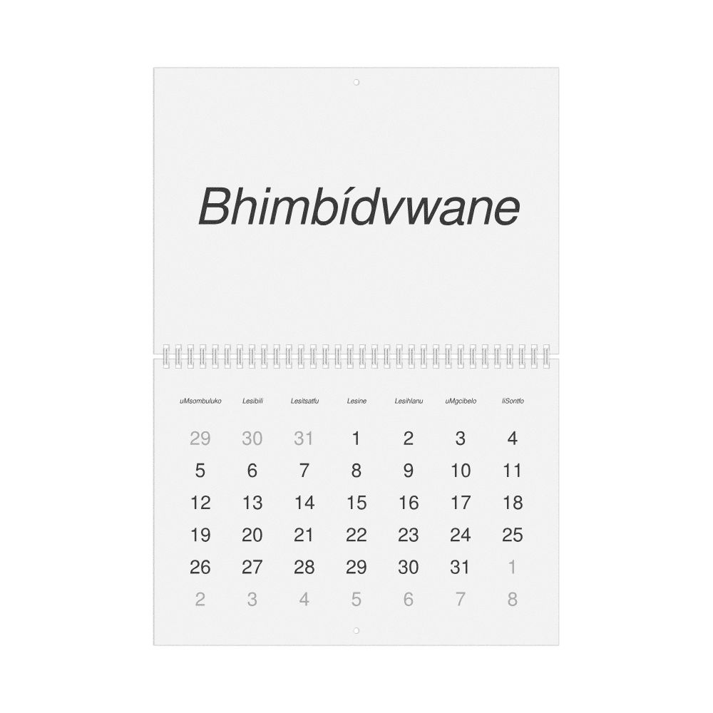 Leskoff 2026 Wall Calendar, Swazi-Labeled, Monday-Start Layout, Wire-Bound, 11.7 x 8.3 in (29.7 x 21.0 cm), image 1 of 1
