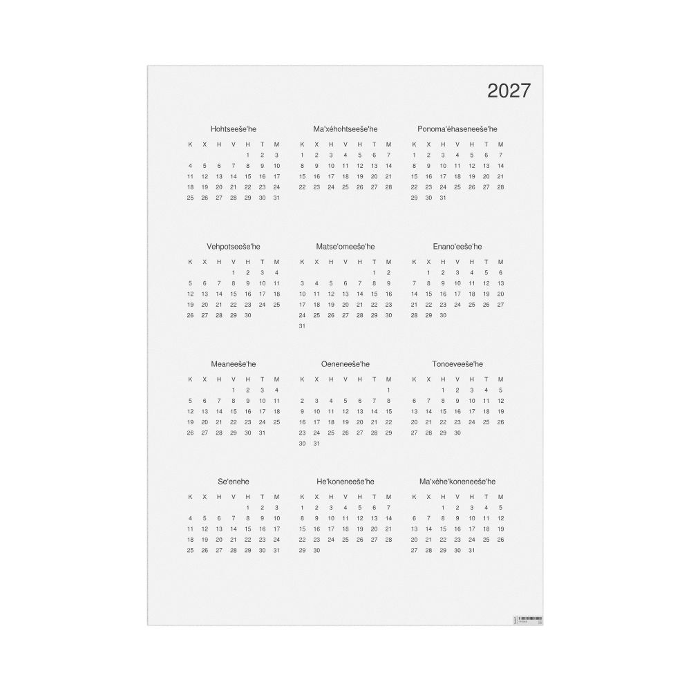 Leskoff 2027 Wall Calendar, Cheyenne-Labeled, Monday-Start Layout, Poster / Wall Print, 23.4 x 33.1 in (59.4 x 84.1 cm), image 1 of 1