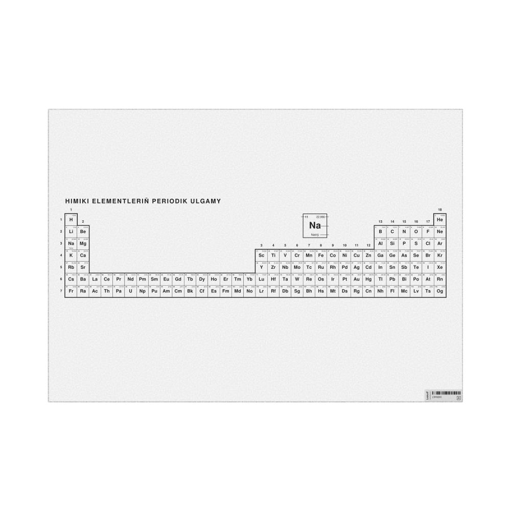 Leskoff Periodic Table Chart, 33.1 x 23.4 in (84.1 x 59.4 cm, Poster / Wall Chart), 32-Column Layout, Turkmen-Labeled, image 1 of 2