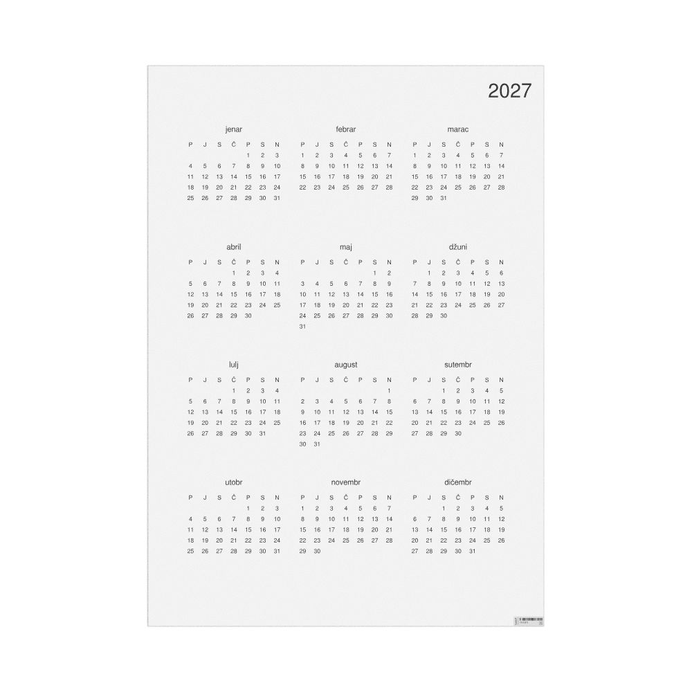 Leskoff 2027 Wall Calendar, Slavomolisano-Labeled, Monday-Start Layout, Poster / Wall Print, 23.4 x 33.1 in (59.4 x 84.1 cm), image 1 of 1