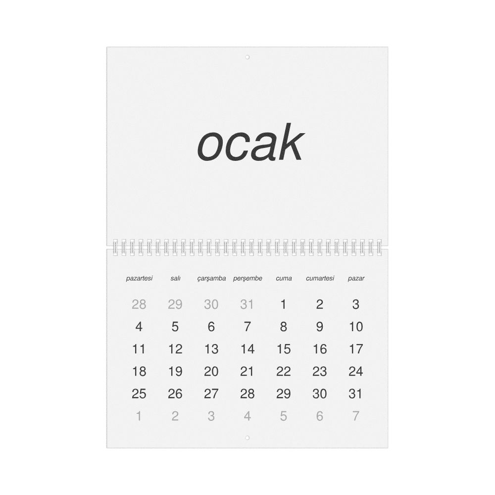 Leskoff 2027 Wall Calendar, Turkish-Labeled, Monday-Start Layout, Wire-Bound, 11.7 x 8.3 in (29.7 x 21.0 cm), image 1 of 1