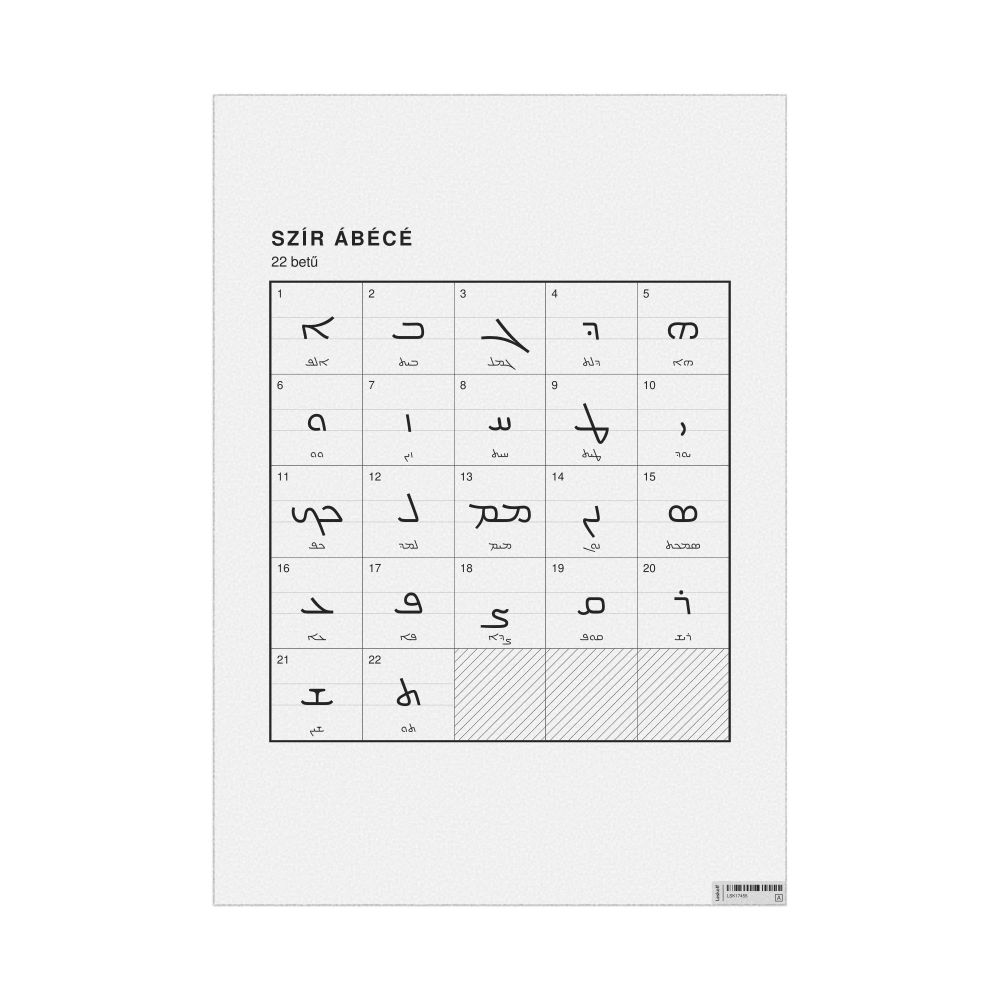 Leskoff Syriac Alphabet Chart, 23.4 x 33.1 in (59.4 x 84.1 cm, Poster / Wall Chart), Hungarian-Labeled, image 1 of 2