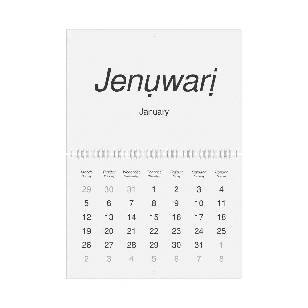 Leskoff 2026 Wall Calendar, Igbo/English-Labeled, Monday-Start Layout, Wire-Bound, 11.7 x 8.3 in (29.7 x 21.0 cm), image 1 of 1